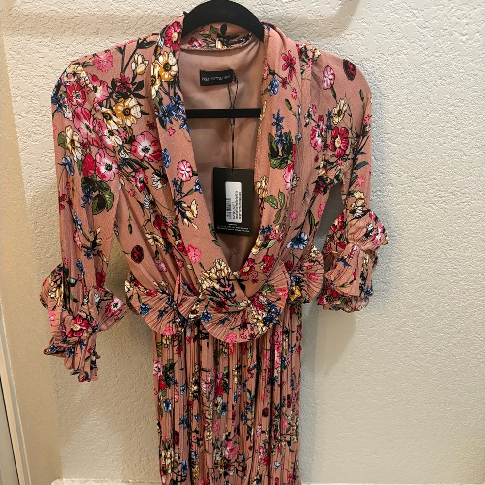 PrettyLittleThing Pink Floral Dress
